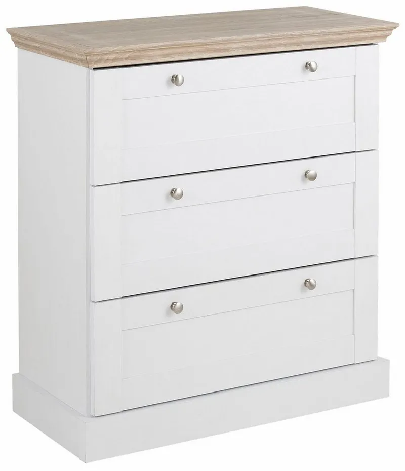 OTTO home Schubkastenkommode Binz, mit schönen Metallgriffen, 3 Schubladen, Breite 75 cm, Weiß, – Produktbild 5 von 5