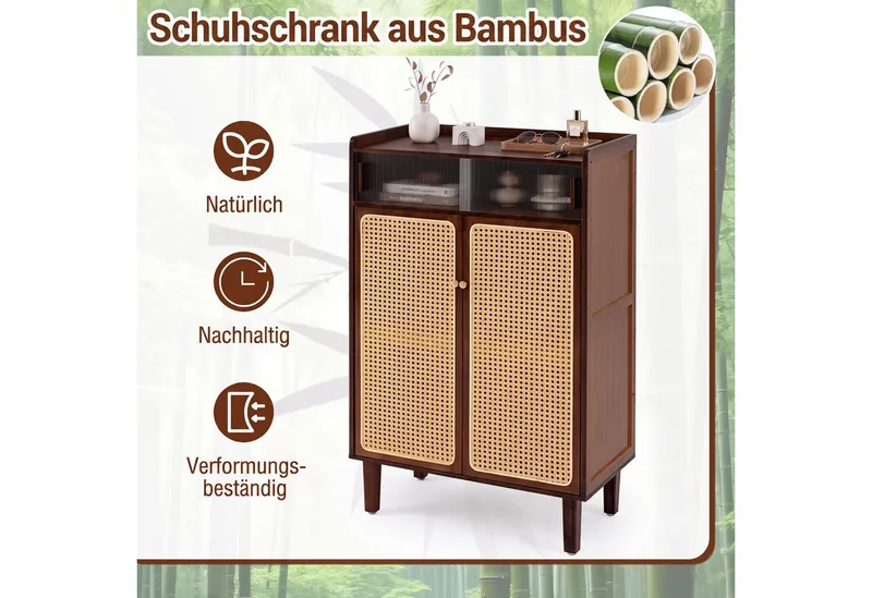 COSTWAY COSTWAY Schuhschrank Schuhkommode fur flur, Schuhregal schmal 67x33x107cm, Beige, – Produktbild 2 von 5