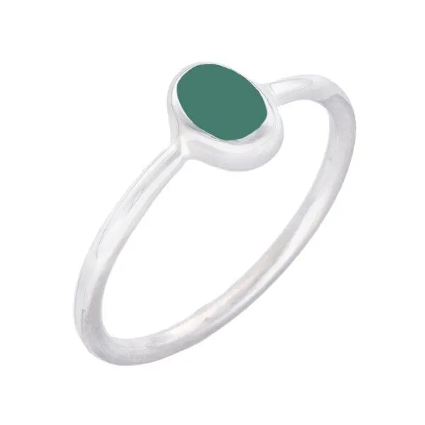 pakilia pakilia Silber Ring oval Fair-Trade und handmade, Grün, – Produktbild 1 von 4