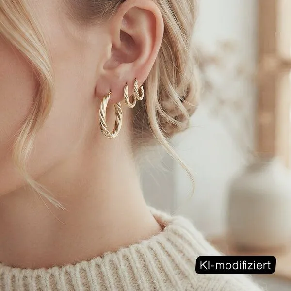 ELEKTROPULLI Elektropulli Geschlossene Twist Creolen in 6 Größen, Gold, – Produktbild 2 von 2