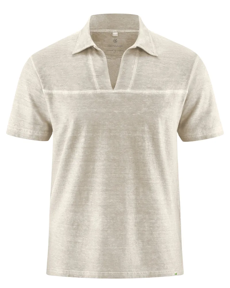 HempAge Hempage Herren vegan T-Shirt Mit V-Ausschnitt Distel Beige, Beige, – Produktbild 1 von 2