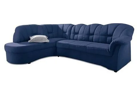 DOMO collection Ecksofa Papenburg, zeitlose Rückensteppung, elegante Armlehne, L-Form, mit Ottomane, wahlweise mit Bettfunktion, OTTOs Choice, Blau, – Produktbild 3 von 5