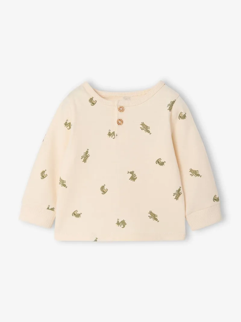Vertbaudet Baby Shirt mit Drachen-Print und Knopfleiste vanille, Vanille, – Produktbild 1 von 3