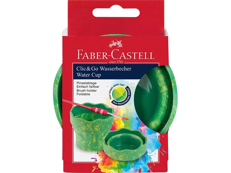 Faber-Castell Faber-Castell Wasserbecher "Clic&Go" Art & Graphic, grün marble – Produktbild 1 von 2