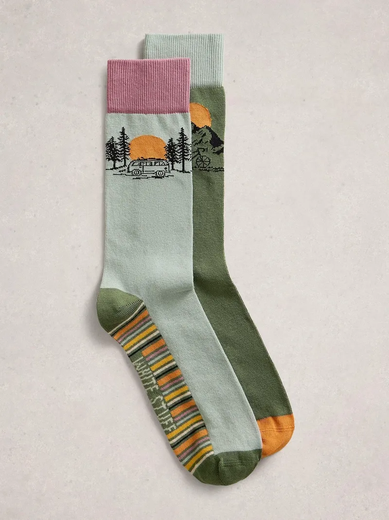 White Stuff 2er-Pack Socken Sonnenuntergang - 44-46, Blau multi, – Produktbild 1 von 2