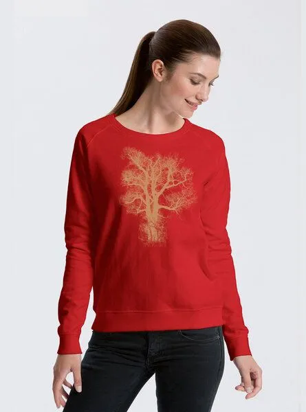 Peaces.bio - handbedruckte Biomode Peaces.bio - handbedruckte Biomode Bio Damen-Sweatshirt Chestnut, Rot, – Produktbild 1 von 1