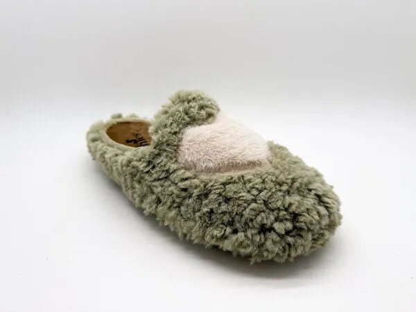 thies Rec Fluffy Heart Slipper von thies ® aus recyceltem PES, Emerald, – Produktbild 3 von 4