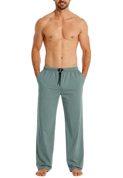 Haasis Bodywear Haasis Bodywear Herren Pyjamahose lang mit Seitentaschen, Single Jersey, reine Baumwolle, Mineral, – Produktbild 2 von 3