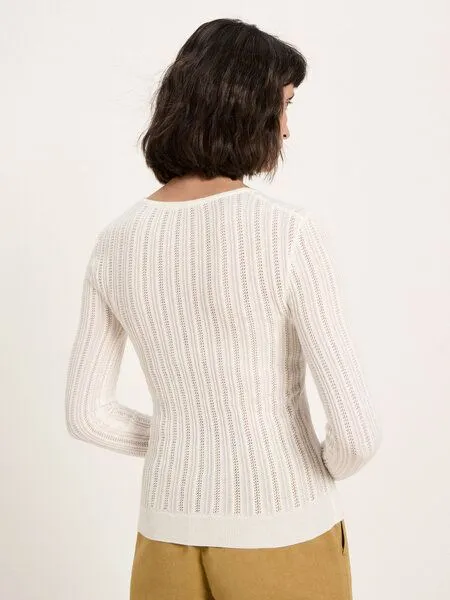 LANIUS LANIUS Pointelle-Pullover aus Bio-Baumwolle, Off white, – Produktbild 2 von 4