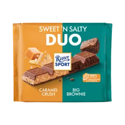 Ritter Sport Ritter Sport DUO Sweet'n Salty Caramel Crush / Big Brownie, 218 Gramm – Produktbild 1 von 1