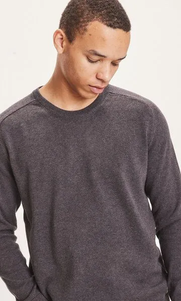 KnowledgeCotton Apparel KnowledgeCotton Apparel Pullover - FIELD O-Neck Long Stable Knit - aus Pima-Biobaumwolle, Schwarz (black jet), – Produktbild 4 von 4