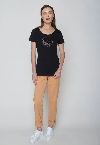 GreenBomb GREENBOMB Nature Mountain Stars Loves - Sportliches T-Shirt aus Bio-Baumwolle / hochwertiger Print / GOTS / Fair & Vegan, Schwarz (schwarz), – Produktbild 3 von 4