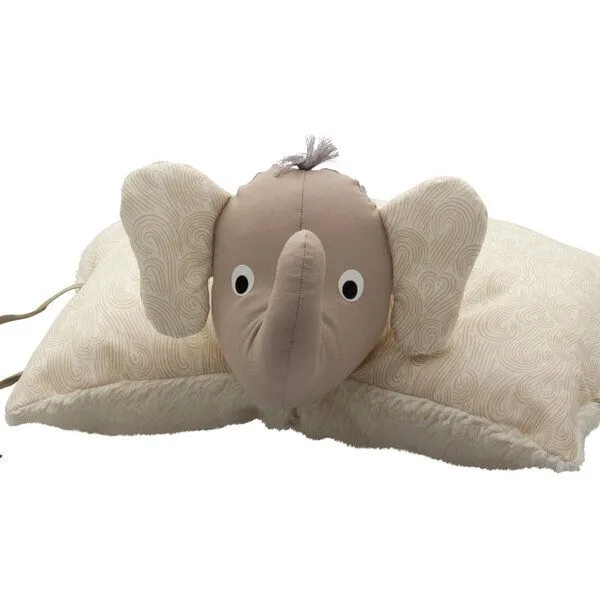 Flosinn Flosinn Kuschelkissen Elefant als Reisekissen mit Teddyplüsch aus Baumwolle Personalisierbar, Rot-rose, – Produktbild 5 von 5