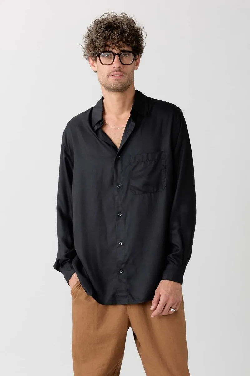 Yahmo Yahmo Herren vegan Hemd Hans Schwarz, Schwarz, – Produktbild 2 von 2