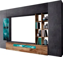 OTTO home Wohnwand New Egypt, Anbauwand, Medienwand, Wohnzimmerwand, (Set, 5-St., 2 Klappen,2 kleine Türen,2 große Türen), Regalaufsatz Breite 290 Höhe 191 – Produktbild 1 von 1