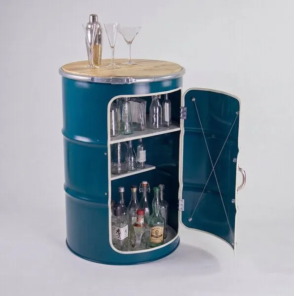 Lockengelöt Lockengelöt Hausbar aus einem Hamburger Ölfass, Ozeanblau (gepulvert), – Produktbild 4 von 4
