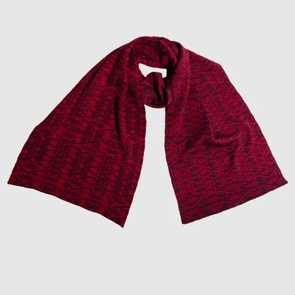 LANARTO slow fashion LANARTO slow fashion Schal Muster 'Fusion' zweifarbig gestrickt aus mulesingfreier Merinowolle, Rot, – Produktbild 3 von 3