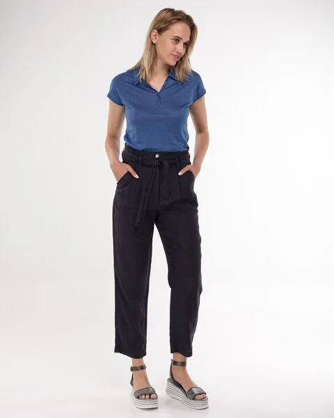 Alma & Lovis Alma & Lovis Sommerliche Hose mit Bindegürtel aus reinem Leinen | Linen Paperback, Night blue (dunkelblau), – Produktbild 4 von 4
