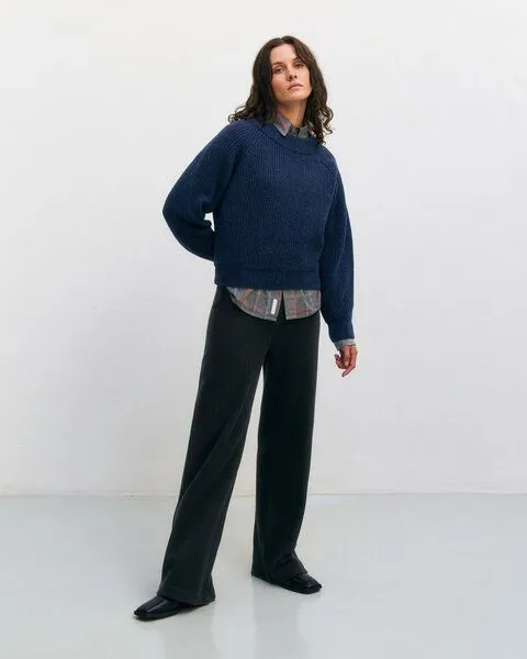 Rotholz Rotholz Kurzer Strickpullover Recycelte Wolle, Blau, – Produktbild 3 von 4