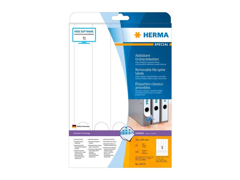 Herma 125 HERMA Ordnerrückenschilder 38 x 297 mm – Produktbild 1 von 1