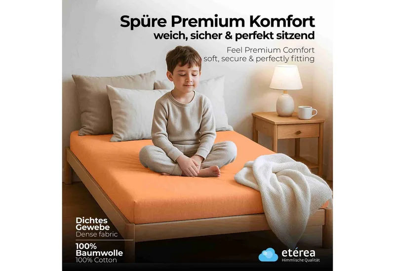 etérea Himmlische Qualität Spannbettlaken etérea Comfort Jersey Spannbettlaken, Jersey, Gummizug: rundum, (1 Stück), Gelb, – Produktbild 2 von 5