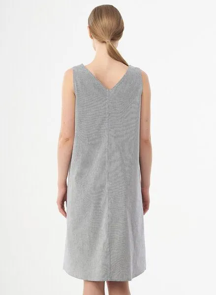 ORGANICATION ORGANICATION Geknöpftes Kleid aus Bio-Baumwolle mit Streifenmuster, Shadow/off white, – Produktbild 3 von 3