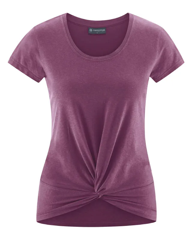 HempAge Hempage Damen vegan T-Shirt Mit Yoga Knoten Detail Lila, Violett, – Produktbild 2 von 2