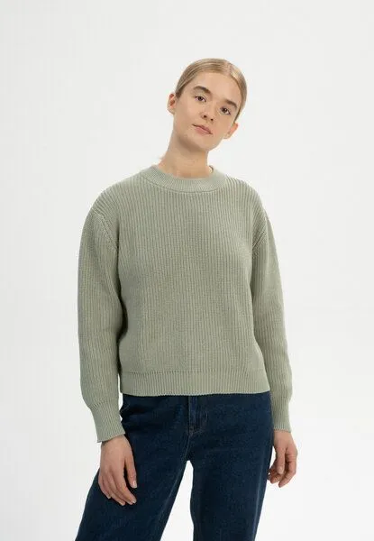 MELA MELA Rippstrick Pullover ADAH aus 100% Bio-Baumwolle, Green clay, – Produktbild 1 von 4