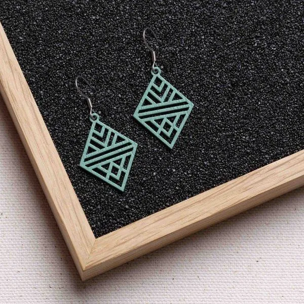 feinformart feinformart Ohrringe aus Holz - Tribal Echo, Aquamarin (türkis), – Produktbild 3 von 4