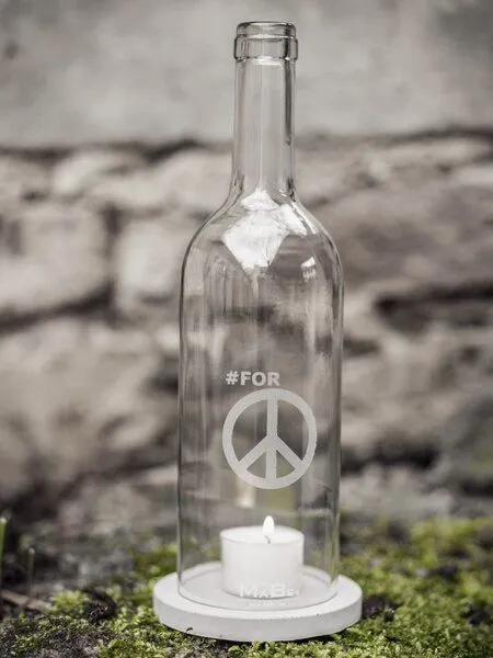 MaBe MaBe WINDLICHT #FOR PEACE mit grauem Untersetzer, Transparent, – Produktbild 1 von 4