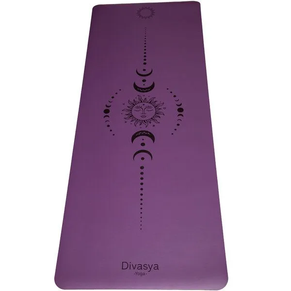 Divasya Divasya Yogamatte Naturkautschuk | rutschfester japanischer Grip | 6 Farben | Gurt & Hülle, Mystic moon (lila), – Produktbild 1 von 4