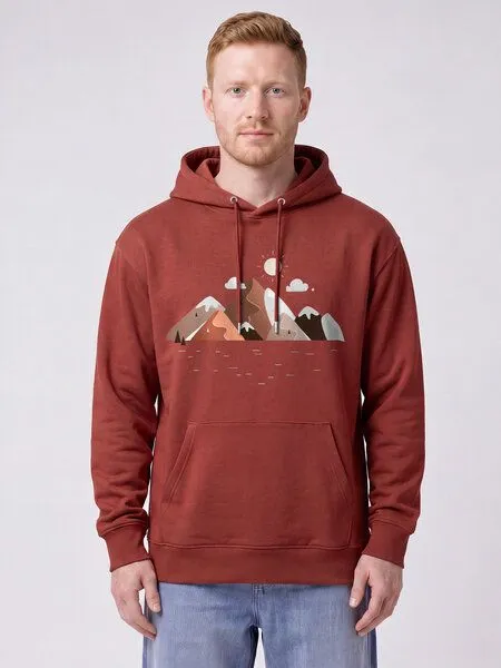 watapparel watapparel Hoodie Unisex Mountains & Moon, Earthy red, – Produktbild 2 von 2