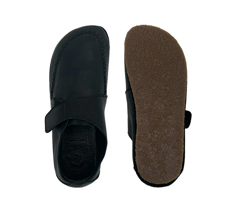 Pololo Pololo Barfuß Slipper Pablo, Barfußschuh aus natürlich gegerbtem Leder, Schwarz, – Produktbild 2 von 5