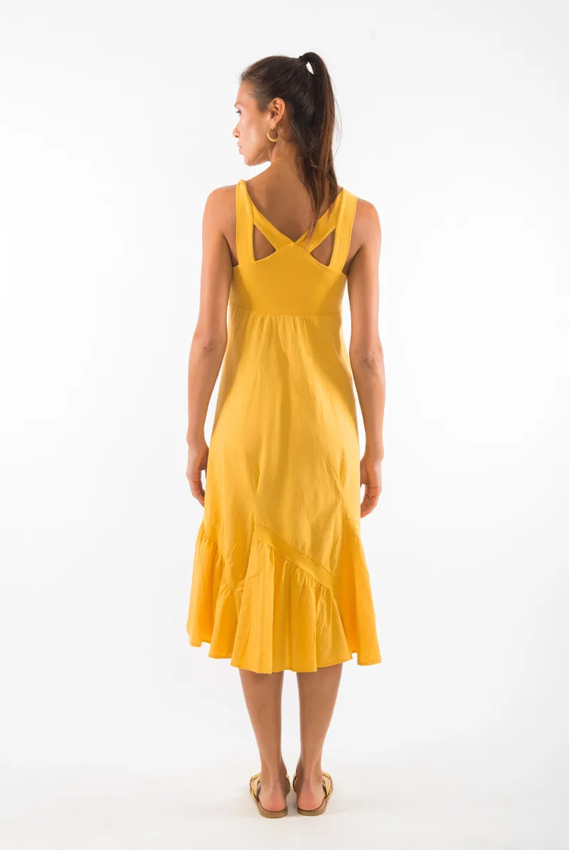RAVENS VIEW IBIZA RAVENS VIEW IBIZA Damen vegan Kleid Coco Gold Gelb, Dunkelgelb, – Produktbild 1 von 2