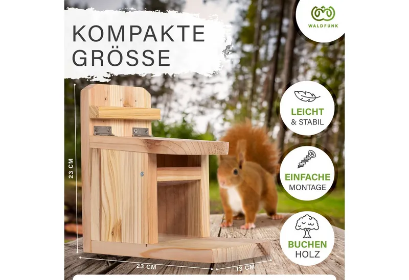 Waldfunk Futterstation Eichhörnchen Wetterfestes Futterhaus, Holz, 23 x 13 x 23 cm – Produktbild 4 von 5