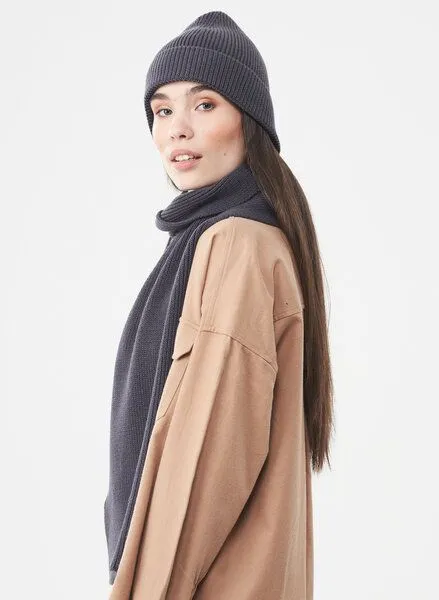 ORGANICATION ORGANICATION Unisex Strickschal aus Bio-Baumwolle, Asphalt, – Produktbild 2 von 3