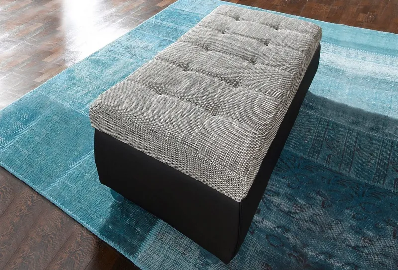 DOMO collection Hocker TREVISO XXL: 161x60x41 cm, mit Stauraum, auch in Cord, passend zur Serie, moderne Steppung, Schwarz, – Produktbild 3 von 5