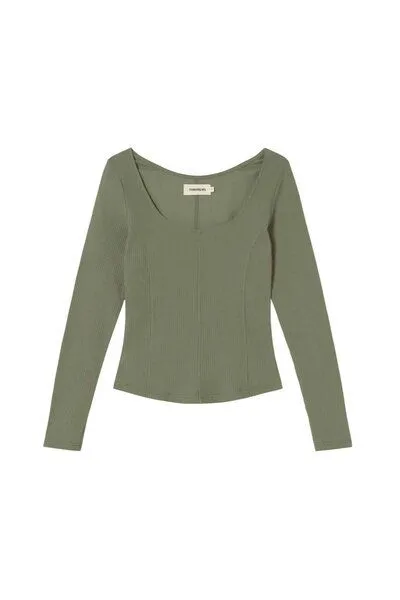 thinking mu thinking mu Hemp Nadia Top - light eucaliptus, Olivgrün (light eucaliptus), – Produktbild 1 von 3