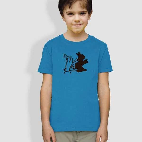 little kiwi little kiwi Kinder T-Shirt, "Schattenhase", Blau - azur, – Produktbild 1 von 2