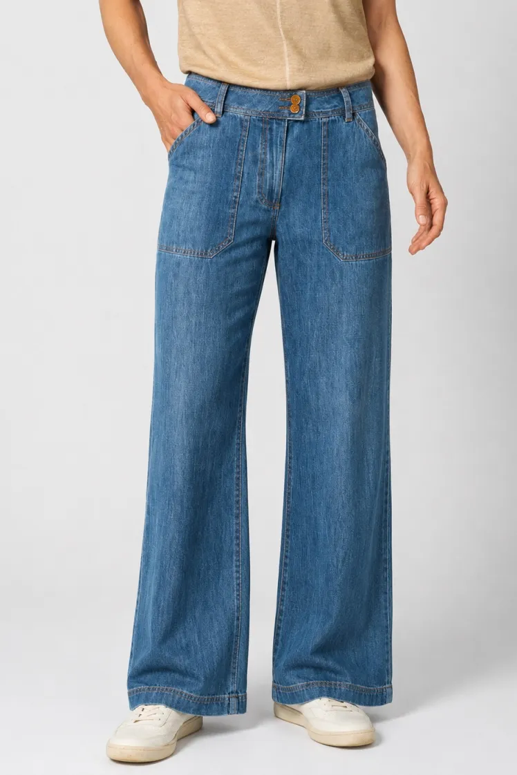 HempAge Hempage Damen vegan Jeans Mit Geradem Bein Uniblue, Blau, – Produktbild 2 von 2