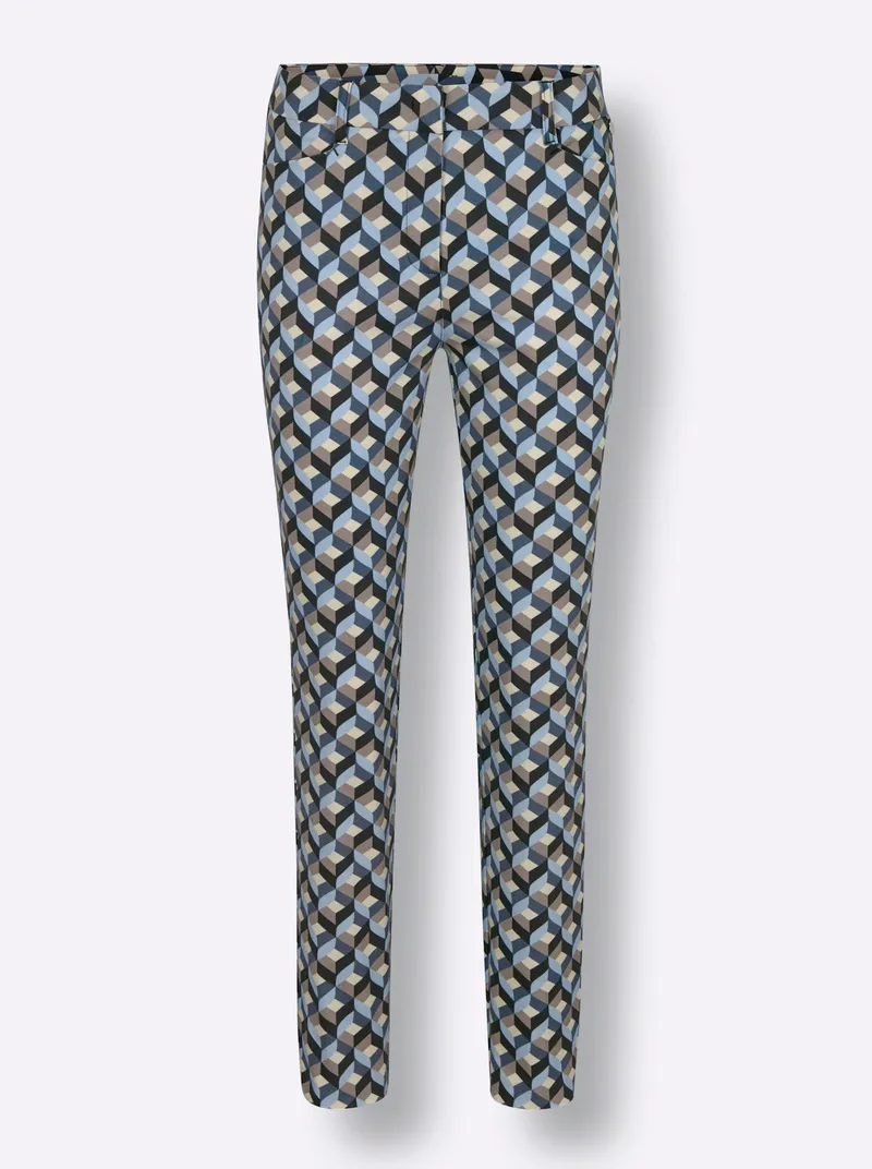 Hose, Bleu-taupe-bedruckt, – Produktbild 2 von 2