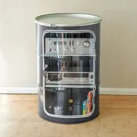 Lockengelöt Lockengelöt HiFi Vitrine aus einem Hamburger Ölfass, Schiefergrau (gepulvert), – Produktbild 2 von 3
