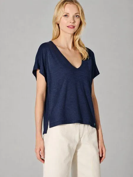 HempAge HempAge Damen Slub Jersey T-Shirt Hanf/Biobaumwolle, Navy(blau), – Produktbild 2 von 4