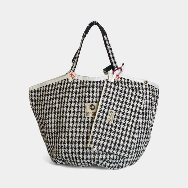 REFISHED fair fashion REFISHED fair fashion Tasche 'SOULMATE TWEED', #tweed schwarz-weiß, – Produktbild 3 von 5