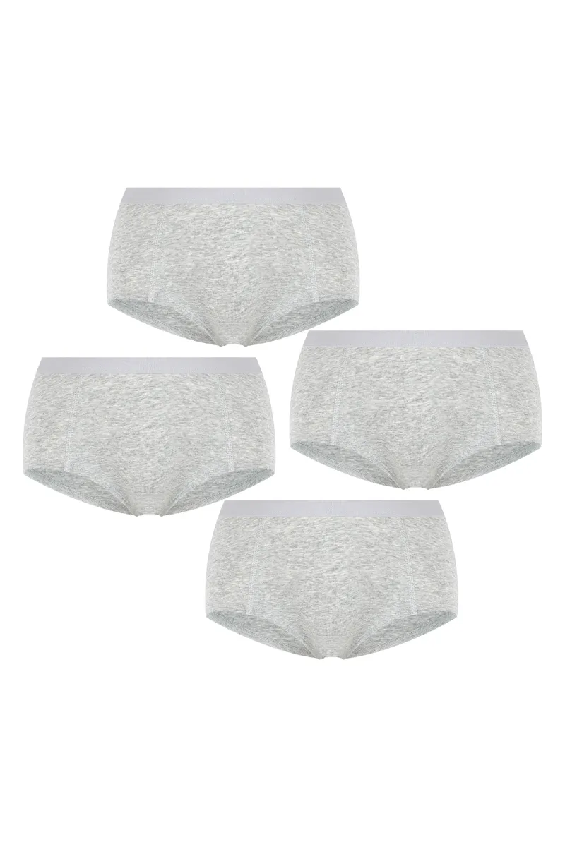 Albero Natur Albero Natur Damen vegan Multipack 4x Briefs Boyshorts, Hellgrau, – Produktbild 1 von 2