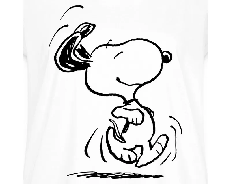 Spreadshirt T-Shirt Peanuts Snoopy Happy Damen Casual Relaxed T-Shirt (1-tlg) Lässige Passform, Weiß, – Produktbild 2 von 5