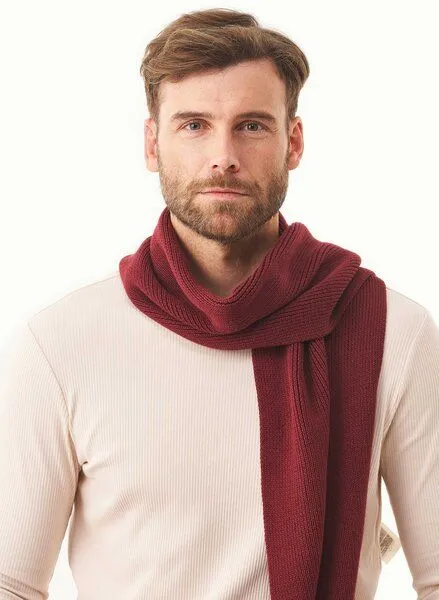 ORGANICATION ORGANICATION Unisex Strickschal aus Bio-Baumwolle, Rot(bordeaux), – Produktbild 2 von 4