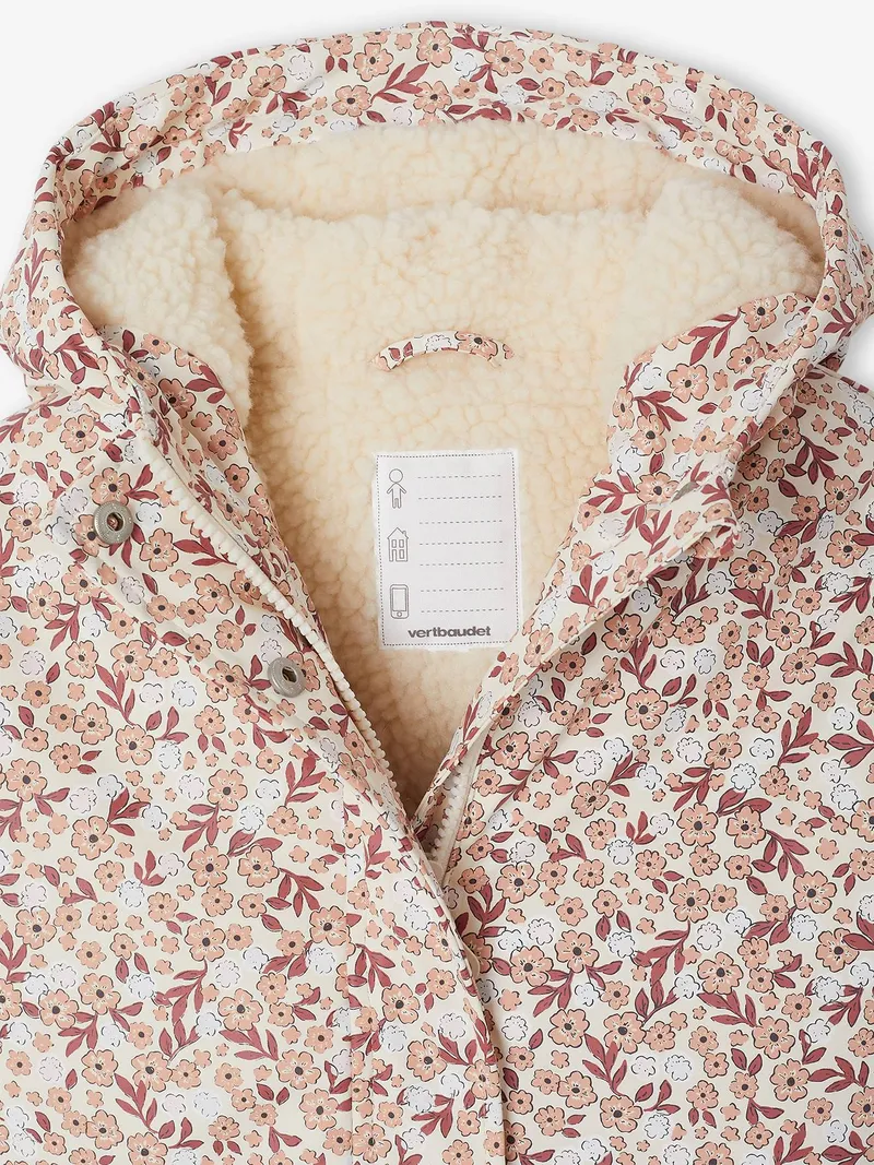 Vertbaudet Regenjacke mit magischen Blumenmotiv und Teddyfleece-Futter Mädchen vanille, Vanille, – Produktbild 3 von 7