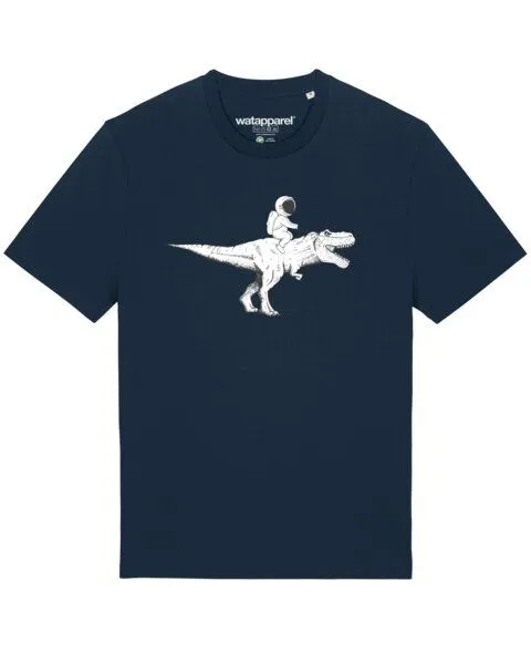 watapparel watapparel T-Shirt Unisex Astronaut on T-Rex, French navy, – Produktbild 1 von 3