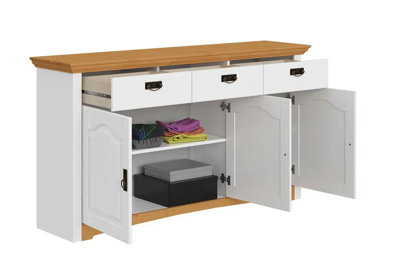 OTTO home Kommode Konrad, aus massiver Kiefer, Breite 156 cm, mit Schubladen, FSC®, Weiß, – Produktbild 5 von 5